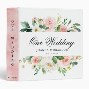 Classeur Album de mariage botanique de fleurs roses