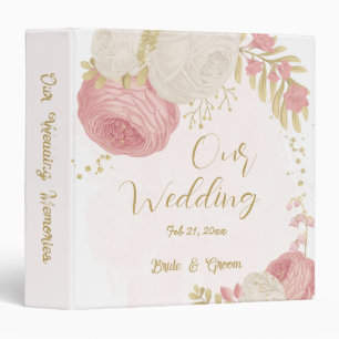 Classeur album de mariage botanique en or rose et blanc