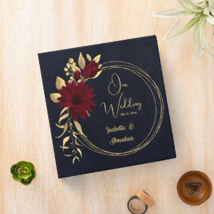 Classeur Album de mariage chic bordeaux et or marine