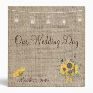 Classeur Album de mariage country aux tournesols en toile d