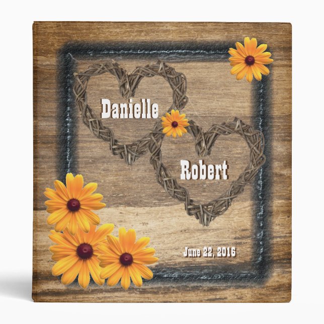 Classeur Album de mariage Country Western Rustic Hearts (Devant)