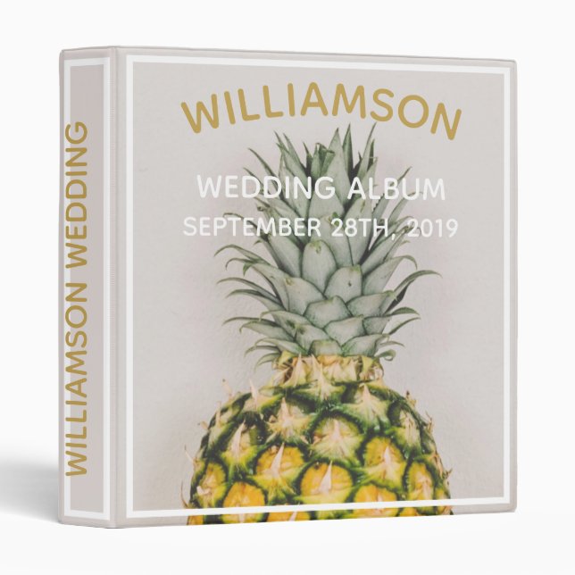 Classeur Album de mariage de la plage d'ananas tropical (Devant/Côté)