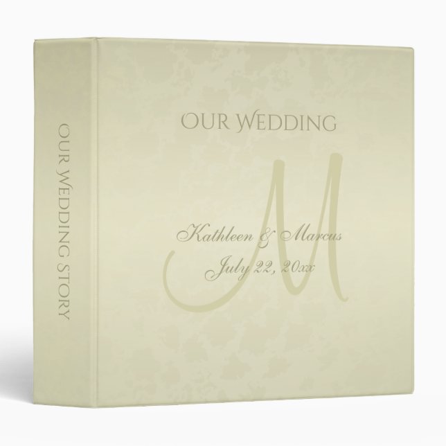 Classeur Album de mariage de monogramme d'or (Devant/Côté)
