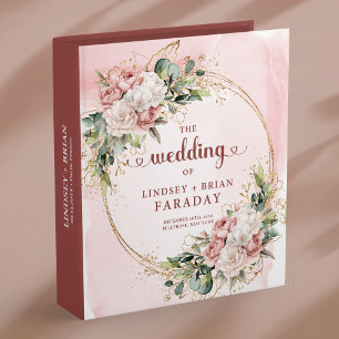 Classeur Album de mariage élégant aux fleurs roses pâles po