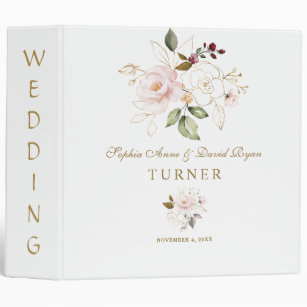 Classeur Album de mariage floral blanc rose blanc
