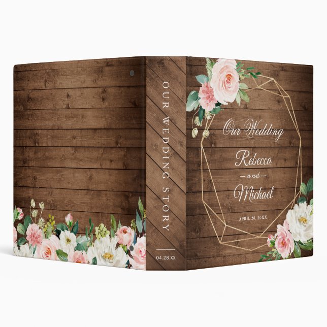 Classeur Album de mariage floral en bois rustique (Arrière-plan)