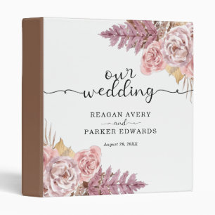 Classeur Album de mariage floral personnalisé avec herbe de