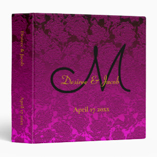 Classeur Album de mariage Fuchsia Pink Gold Black Monogram