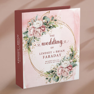 Classeur Album de mariage moderne avec végétation rose blus