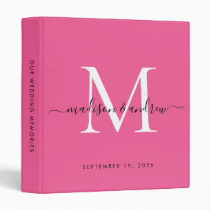 Classeur Album de mariage Monogramme rose chaud