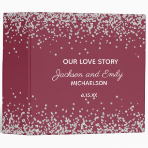 Classeur Album de mariage Mulberry Red Silver Confetti Scra