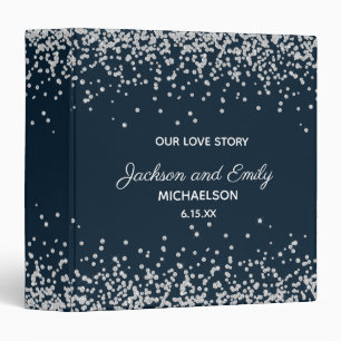 Classeur Album de mariage Navy Blue Silver Confetti Scrapbo