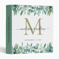 Album de mariage or Eucalyptus Monogram verdure