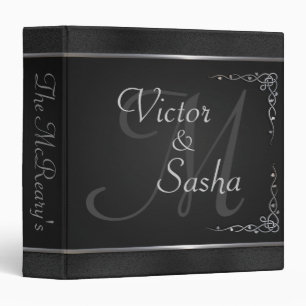 Classeur Album de mariage orné noir et argent