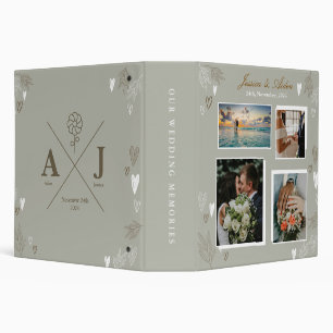 Classeur Album de mariage photo 4 Fleurs Olivine Élégant