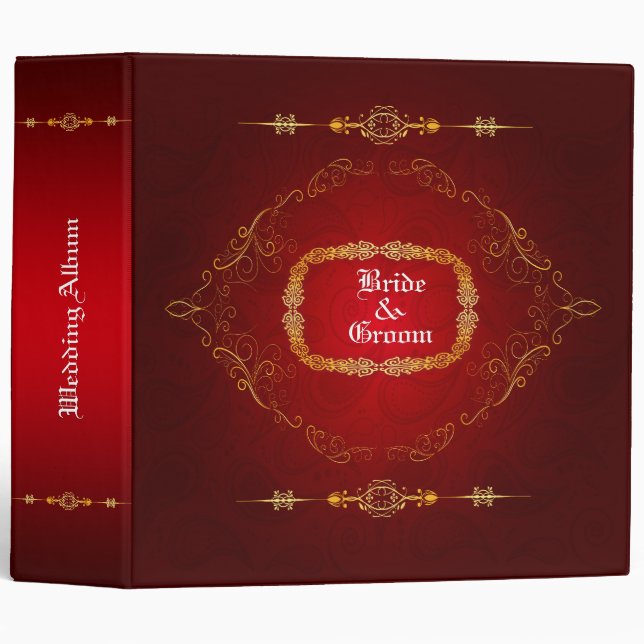 Classeur Album de mariage rouge foncé (Devant/Côté)