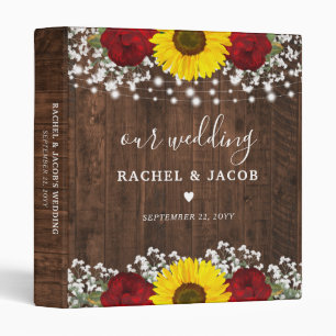 Classeur Album de mariage rustique tournesol & roses