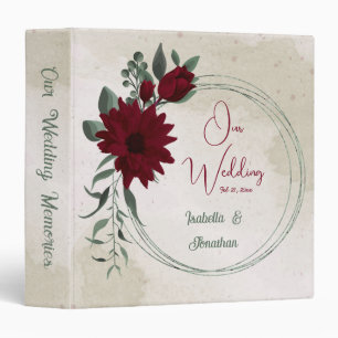 Classeur Album de mariage vert fleurs bourguignonnes