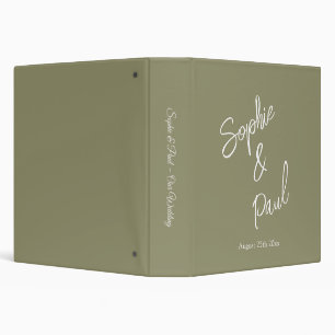 Classeur Album de mariage vert olive blanc avec lettrage à