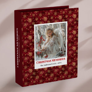 Classeur Album de Mémoire de Noël Ange Rouge Or Luxe