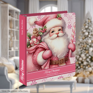 Classeur Album de mémoire du Père Noël rose avec nom