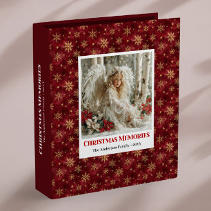 Classeur Album de Noël personnalisé Ange Rouge Or Nom Perso