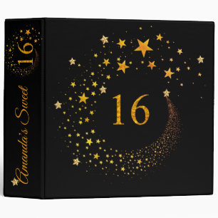 Classeur Album de photos Black Gold Stars Sweet Sixteen