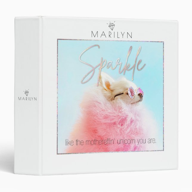 Classeur Album de photos de chien mignon | Sparkle Le Tiny  (Devant/Côté)