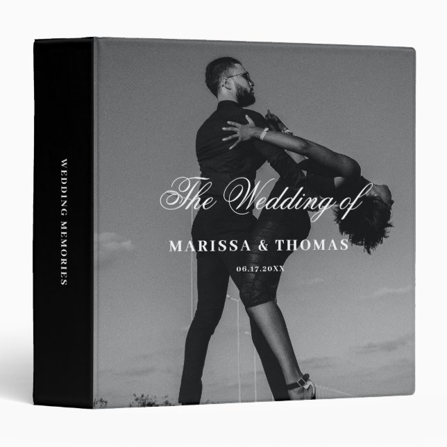 Classeur Album de photos de mariage élégant Script Cadeau (Devant/Côté)