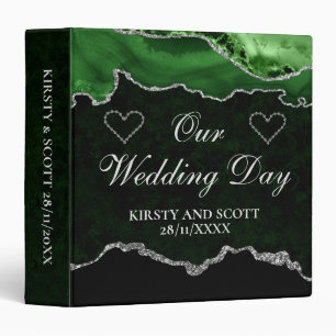 Classeur Album de photos de mariage en agate pailleté vert