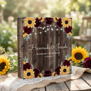Classeur Album de photos de mariage tournesol et roses