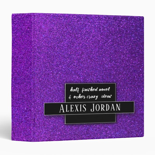 Classeur Album de photos de recettes de paillettes violette (Devant/Côté)