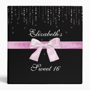 Classeur Album de photos Sweet Sixteen à paillettes noires 