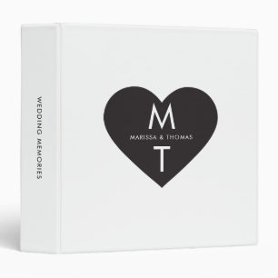 Classeur Album de plans de mariage à monogramme cœur modern