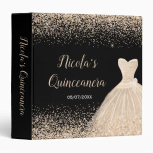 Classeur Album de Quinceanera Robe Champagne Faux Paillette
