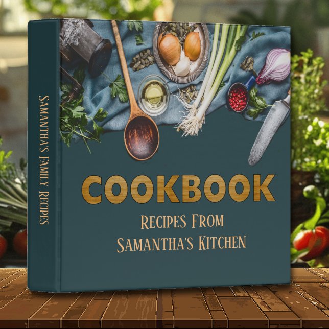 Classeur Album de recette de livre bleu moderne (Créateur téléchargé)