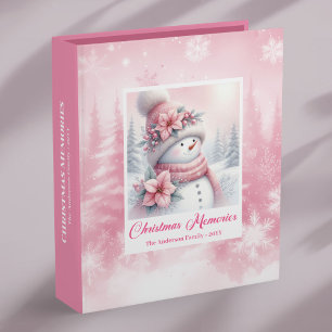 Classeur Album de souvenirs de Noël bonhomme de neige rose