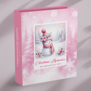 Classeur Album de souvenirs de Noël Bonhomme de neige rose