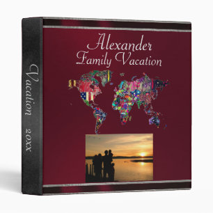 Classeur Album de vacances avec photo et carte du monde - B
