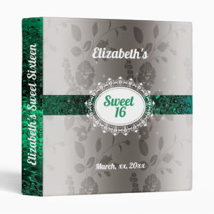 Classeur Album élégant, satin vert argent, Sweet Sixteen