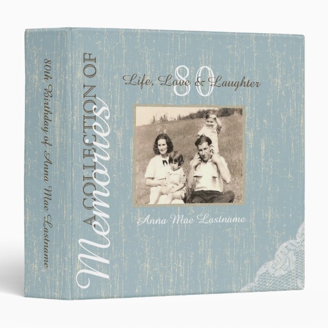 Classeur Album en bois rustique et en dentelle (Devant/Côté)