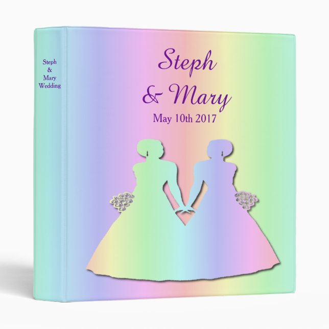 Classeur Album gai de mariage d'arc-en-ciel en pastel pour (Devant/Côté)