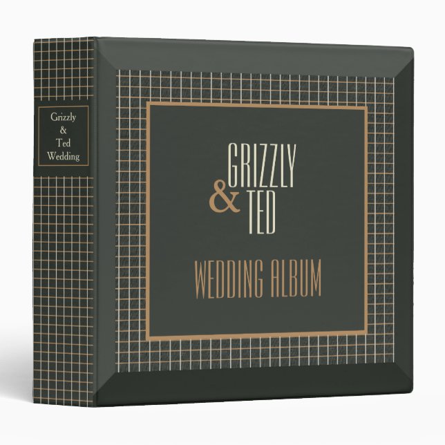 Classeur Album gai encadré chic de mariage pour des mariés (Devant/Côté)