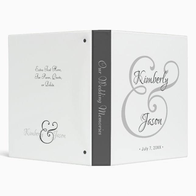 Classeur Album Mariage Fancy Monogramme/Nom, Wht/Grey, Vs 2 (Arrière-plan)