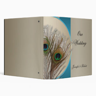 Classeur Album moderne de mariage de plume de paon d'Aqua
