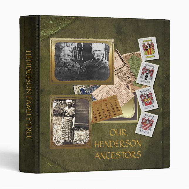 Classeur Album Old World Vintage Family Tree (Devant/Côté)