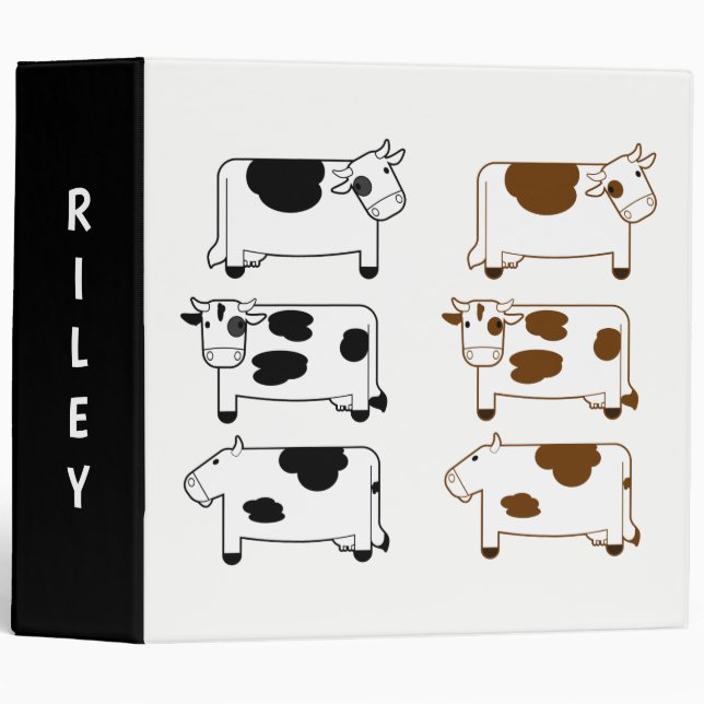 Classeur Album personnalisé mignon de vaches laitières de (Devant/Côté)