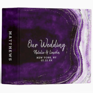 Classeur Album photo Amethyst Purple & Silver Geode Mariage