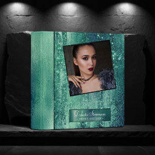 Classeur Album photo Aqua Vert Seafoam Feuille or Brillan