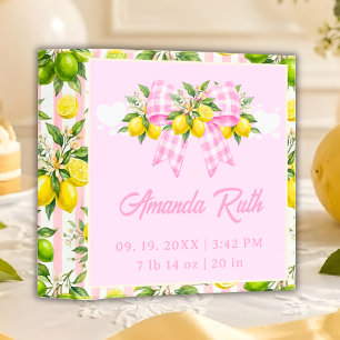 Classeur Album photo bébé fille au ruban gingham rose et ci